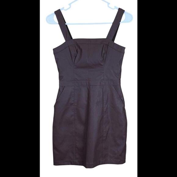 Abercrombie & Fitch Vegan‎ Leather Dress  Brown XXS Adjustable Straps - Picture 1 of 6